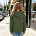 thumbnail image 4 of Staki Girls Lightweight Zip-Up Hoodie for Kids Soft Casual Hooded Sweatshirt 4-15Y(Army Green,4-5 Years), 4 of 7