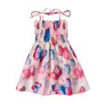 thumbnail image 1 of Robes de Printemps pour Filles Bébé Tout-Petits Filles Été Imprimé Floral Robe à Bretelles Légère Robes Décontractées avec Attaches Réglables pour Plage Robe Bébé Rouge 5 Ans-6 Ans, 1 of 6