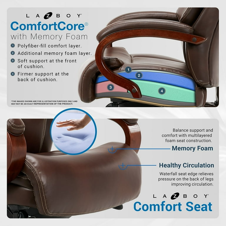 STAPLES La-Z-Boy Bradley Bonded Leather Executive Chair, Chestnut