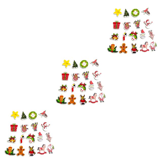 Yuarrent 100 Pieces Flatback Buttons Christmas Mixed Connectors Button Scrapbooking Garment Embellishment 2-Holes Accessories Lovely Type1