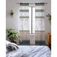 thumbnail image 3 of Brown Geometric Sheer Curtains 84 Inch Length 2 Panels Set for Living Room/Bedroom, Stripes Boho Spring Flowers Pastoral Country Kitchen Curtains Grommet Curtains Window Treatments 52"x84"x2, 3 of 7