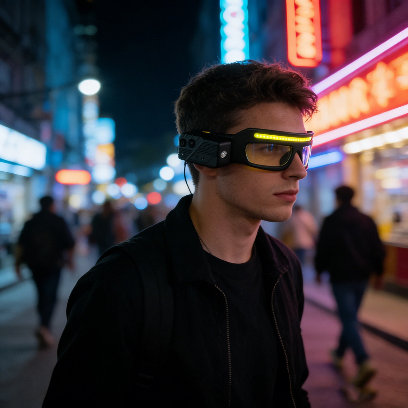 Rechargeable LED Headlight Glasses with Motion Sensor USB C Charging 5 Lighting Modes Eyewear for Outdoor Running Camping Cycling Hiking Adventures