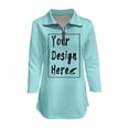 thumbnail image 5 of Women's 3/4 Sleeve V Neck Zippered Solid Collar Shirt Sweatshirt High Low Shirt 3x Glitter Shirt Shirts with Lace for Women Women's Tunic Blouses Long Tops for Leggings Low Back plus Tunic Oversized, 5 of 8