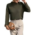thumbnail image 5 of Hanerdun Women Casual Pullover Sweaters Female Crew Neck Knit Tops Green L, 5 of 5