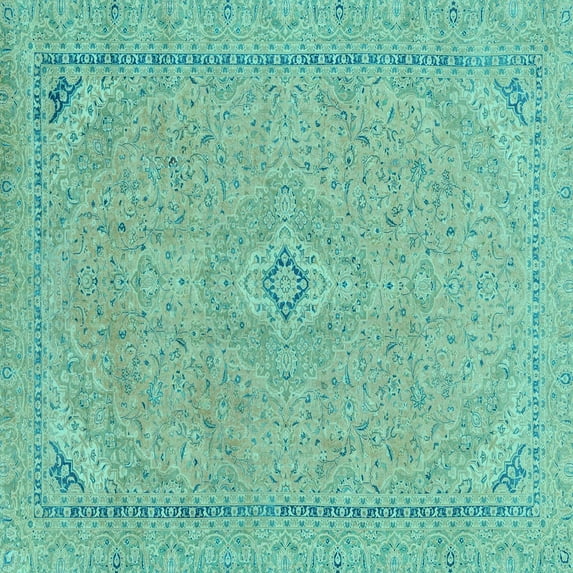 Ahgly Company Indoor Square Abstract Light Blue Modern Area Rugs, 3' Square