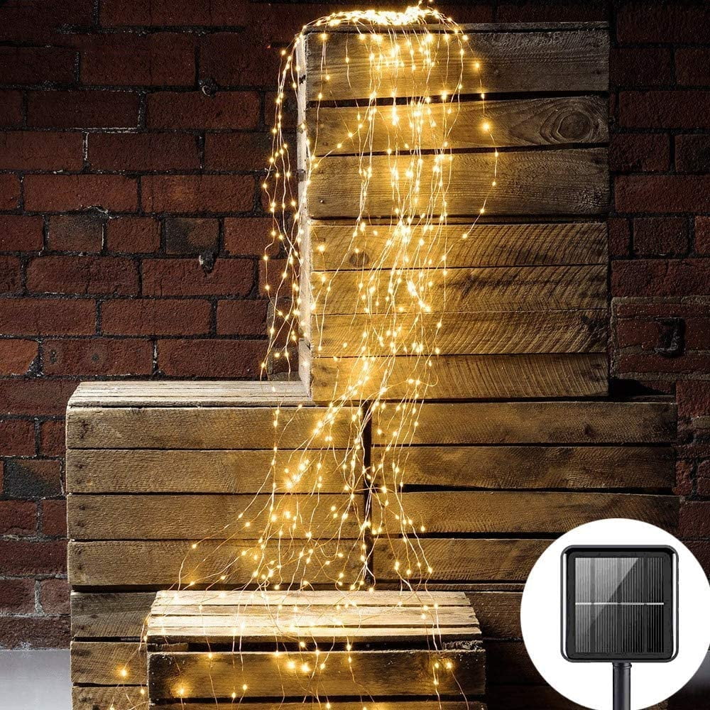 Solar String Lights Outdoor, Fairy Twinkling 200 LEDs, 6.6 ft*10 Strands Spiral Spray Copper