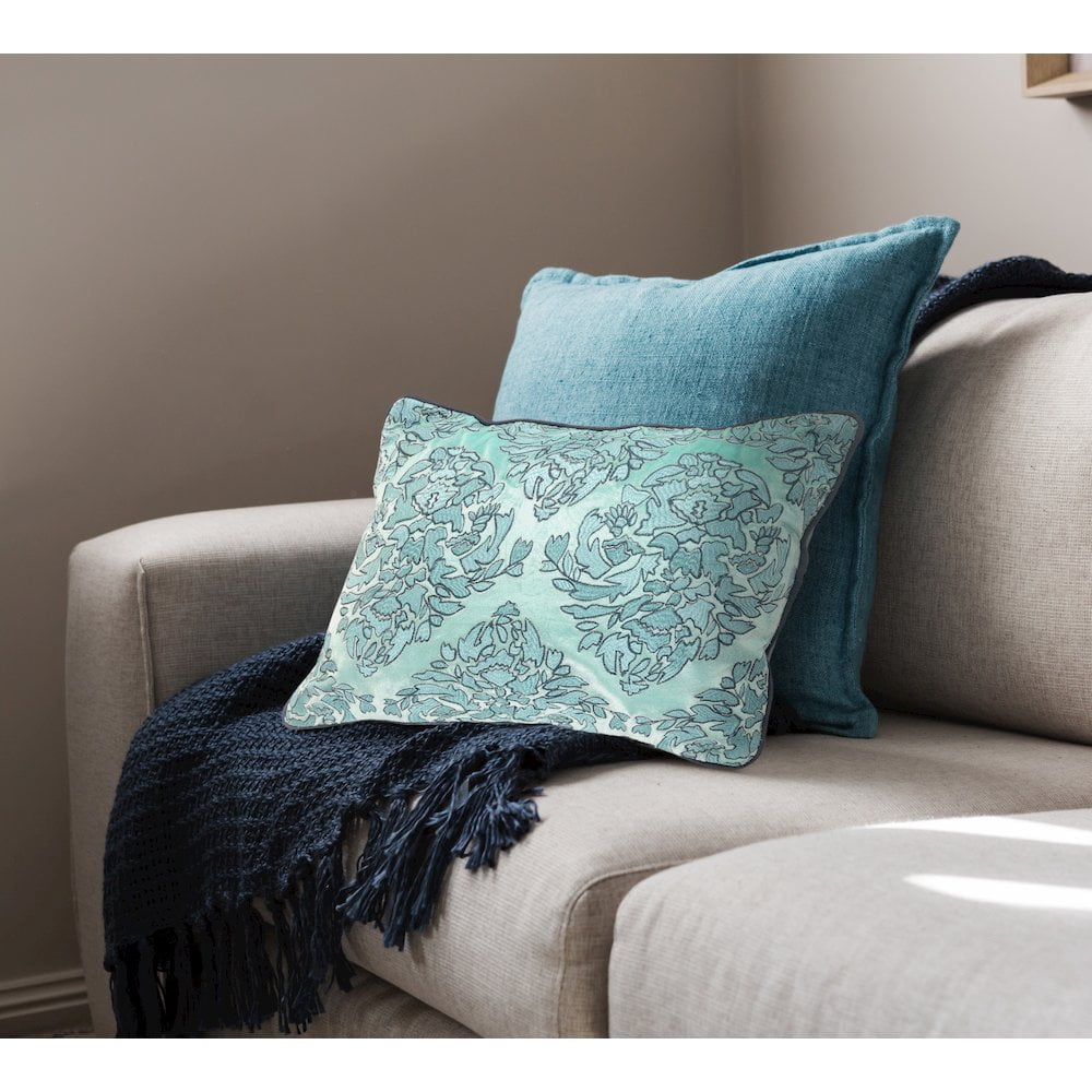 LR Home Mint and Gray Decorative Throw Pillow