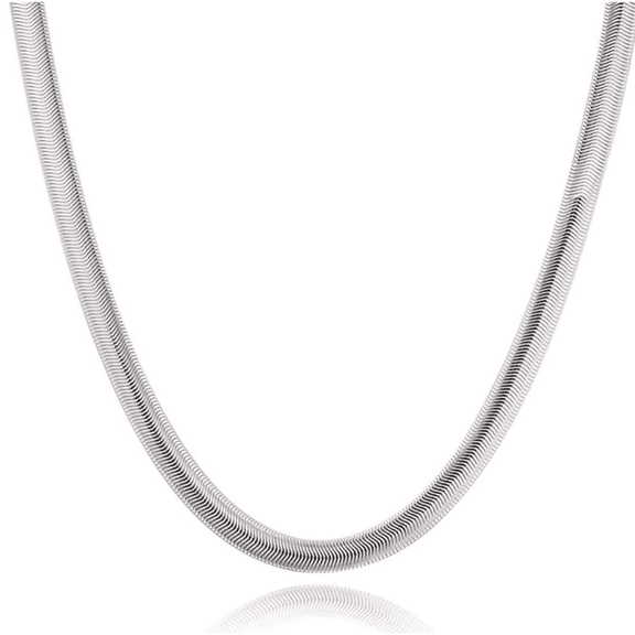 Ice City 925 Sterling Silver Coated Snake Chain Herringbone Necklace for Men or Women 6mm (18 inch)