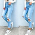 thumbnail image 1 of Puntoco Mujeres Temperamento Pantalones de mezclilla Cintura alta Ripped Wash Water Jeans Pantalones Puntoco Puntoco-8277, 1 of 7
