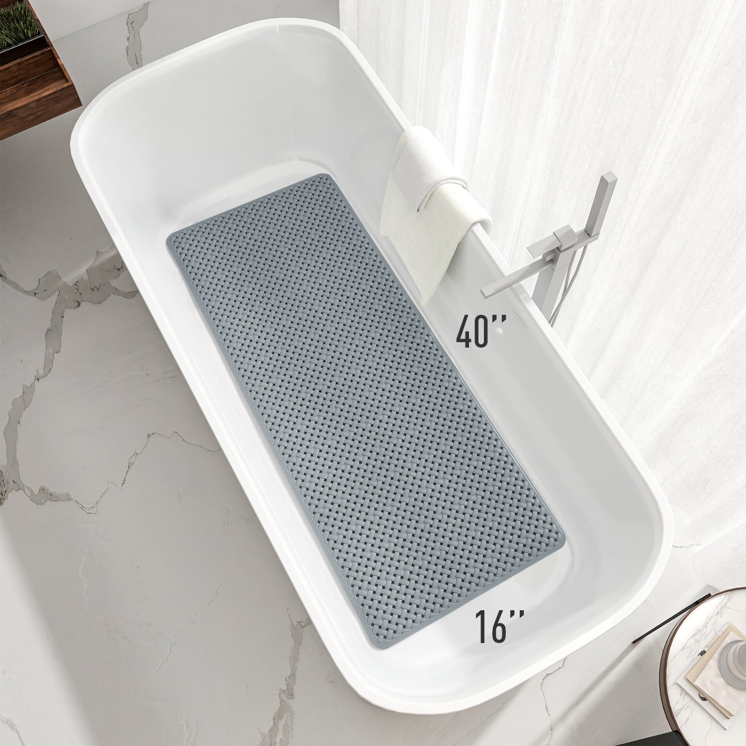 YINENN Bath Tub Shower Mat 40 x 16 Inch Non-Slip and Extra Large, Bathtub  Mat wi