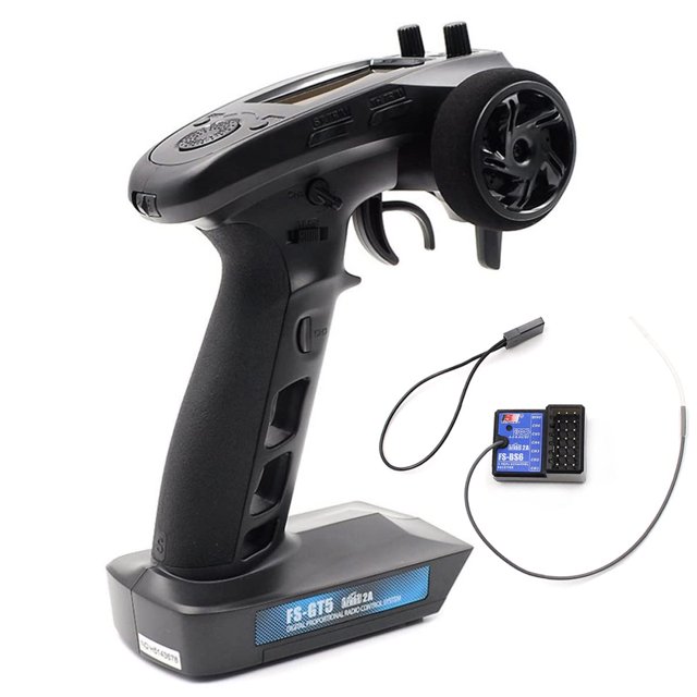 DTXMX Flysky FS-GT5 6 Channels RC Transmitter with Gyro Receiver FS-BS6 2.4G Radio Controller for RC Buggy Crawler Car Boats Tank