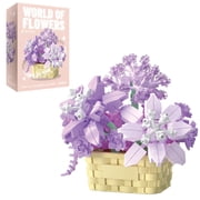 Violet Flower Building Block Set, Mini Interlocking Building Toy, 201 Pieces, Ages 10+