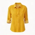 thumbnail image 4 of Business Casual Tops for Women, Yigetop Women's Casual Collared office Work Shirt Long Sleeve Button-Down Dress Blouses Work Tops Striped Button Down Shirt Women Yellow 2XL, 4 of 4