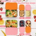 thumbnail image 4 of Vesteel Stainless Steel Lunch Container Set, Leak Proof Bento Box with Silicone Lids, Portable Metal Lunch Box for School and Daycare(25OZ + 8OZ*2), Pink, 4 of 9