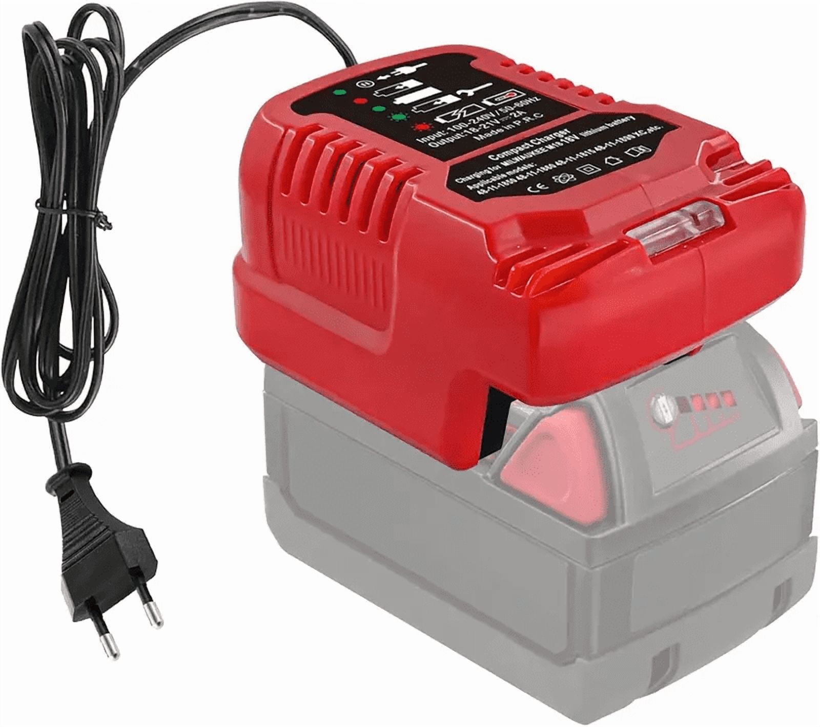 US plug Charger For Mil*wau*kee 18V Li-ion Battery  48-11-1862, 48-11-1880, 48-11-1850, 48-11-1852, 48-11-1812 Portable Mini Fast Charger with LED Indicator