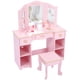 thumbnail image 1 of Tocador y Silla para Niñas, Juego de Tocador Princesa con Espejo, Cajón y Silla, Juguete de Maquillaje para Niñas de 4 a 15 Años, Color Rosa, 1 of 6