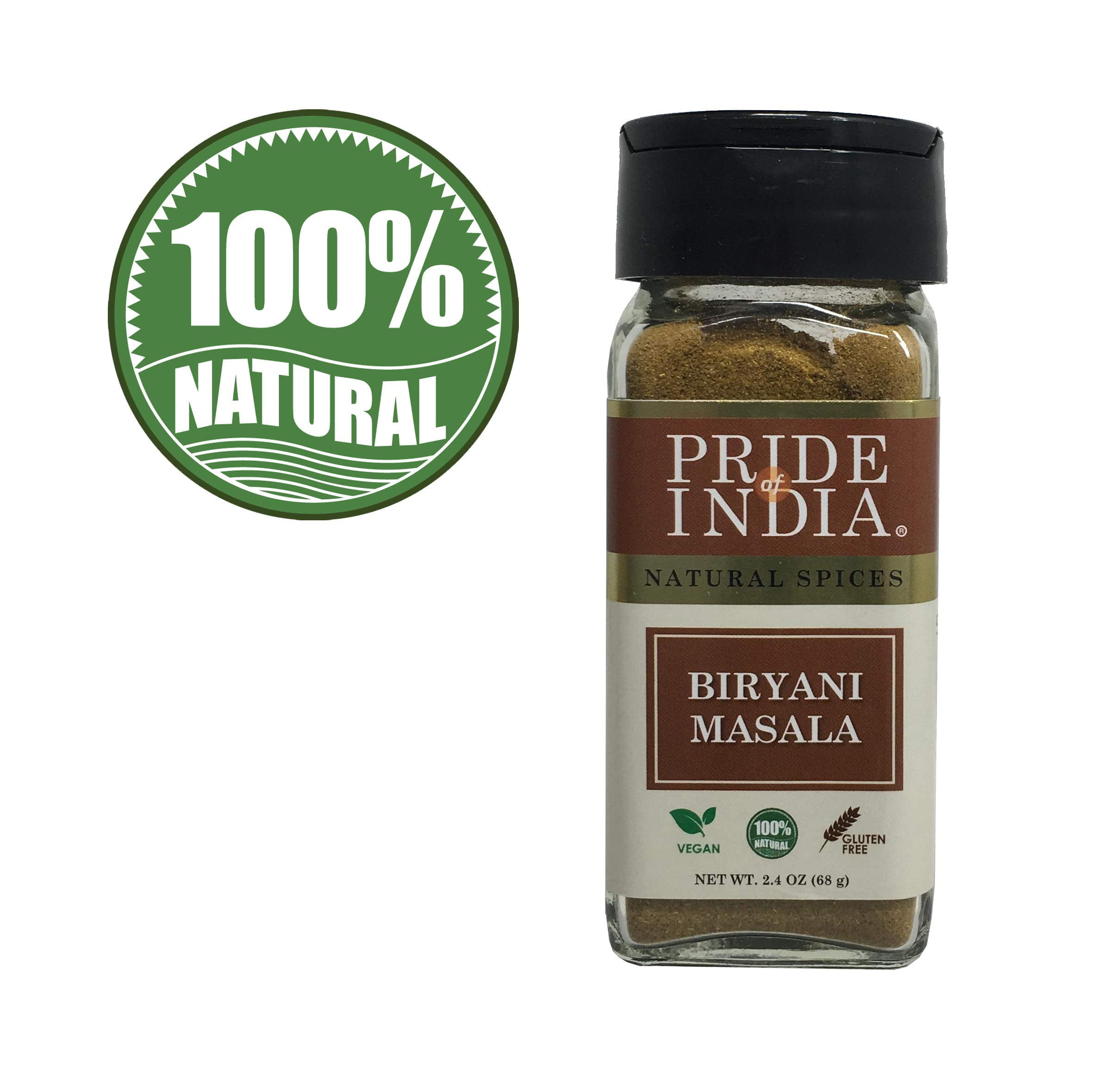 Pride of India - PACK of 6 - Indian Biryani Masala Seasoning Spice - 2.40 oz. Small Dual Sifter Jar-Gourmet Spice Blend - For layered vegetable and meat pilaf – Suitable for Vegetarians & Vegans