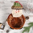 thumbnail image 3 of sunsanly Christmas Candy Basket Rattan Weaving Candy Basket with Stuffed Plush Santa Claus Snowman Holiday Party Sweets Basket Tabletop Ornament for Home, 3 of 8