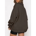 thumbnail image 2 of Half Zip Oversized Sweatshirt for Women Long Sleeve Solid Color Drop Shoulder Fleece Workout Pullover XS-24XL, 2 of 3