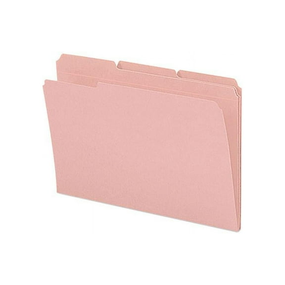 Smead 17634 File Folders, 1/3 Cut, Reinforced Top Tab, Legal, Pink,100/Box
