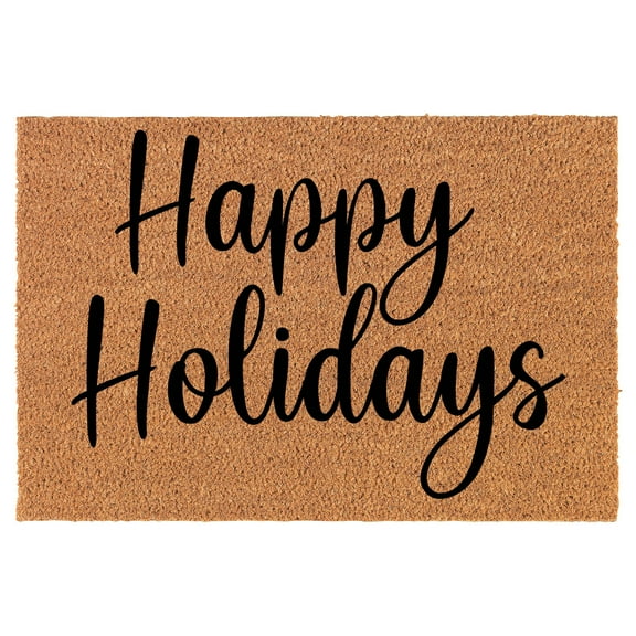 Welcome Doormat Coco Coir Door Mat Happy Holidays Christmas (24" x 16")