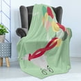 thumbnail image 4 of Polar Bear Soft Flannel Fleece Throw Blanket, Happy Birthday Party Theme with Colorful Balloons Bear on Bike, Cozy Plush for Indoor and Outdoor Use, 50" x 60", Pale Green Multicolor, by Ambesonne, 4 of 5