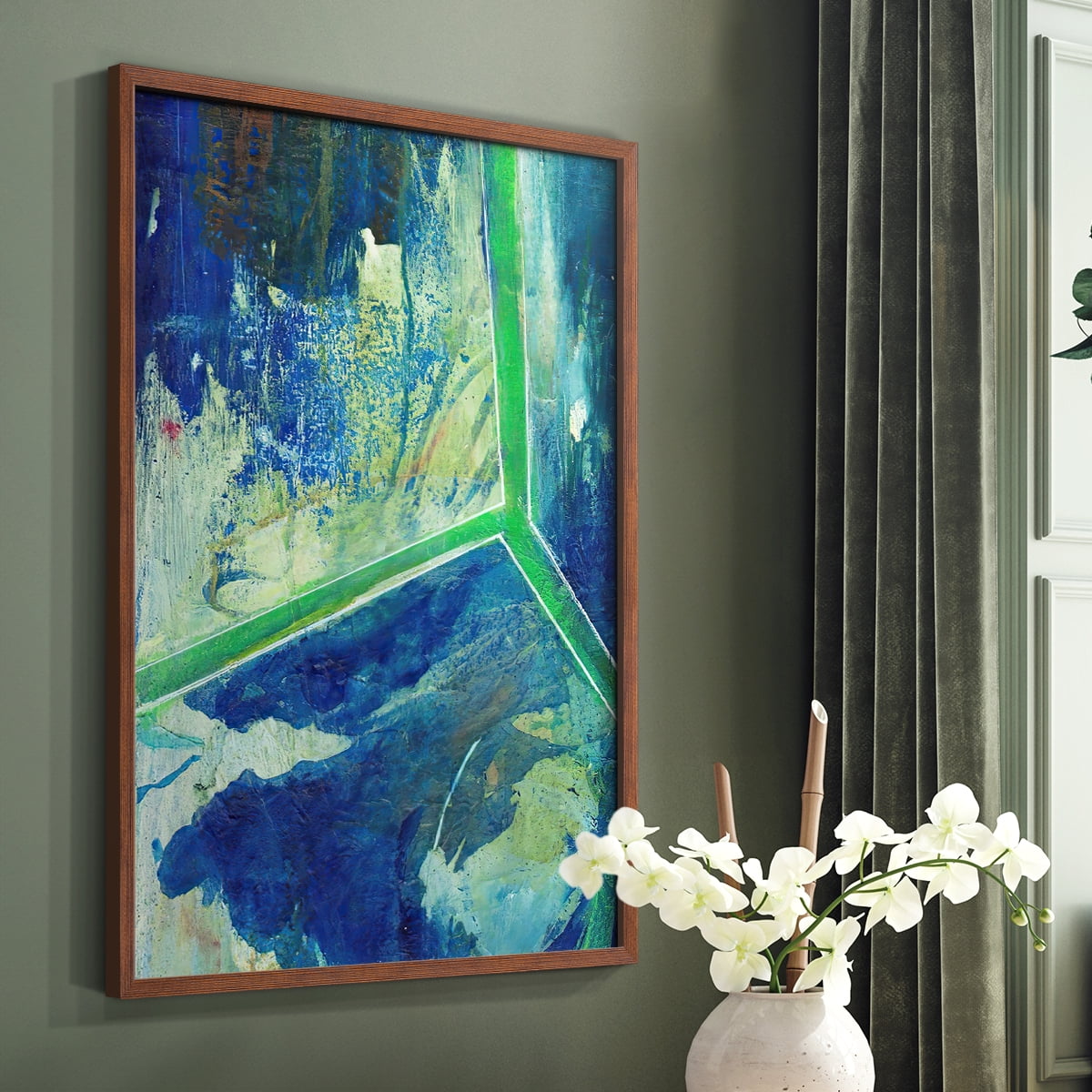 Geometric in Cool VI Framed Print in Brown Solid Wood Framed Print No Nail Hanging