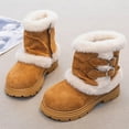 thumbnail image 2 of Quealent Kids Girls Boys Winter Warm Boots Suede Lightweight Faux Furry Lined Mid Calf Snow Boots for Toddler/Little Kid Yellow for Size 1, 2 of 9