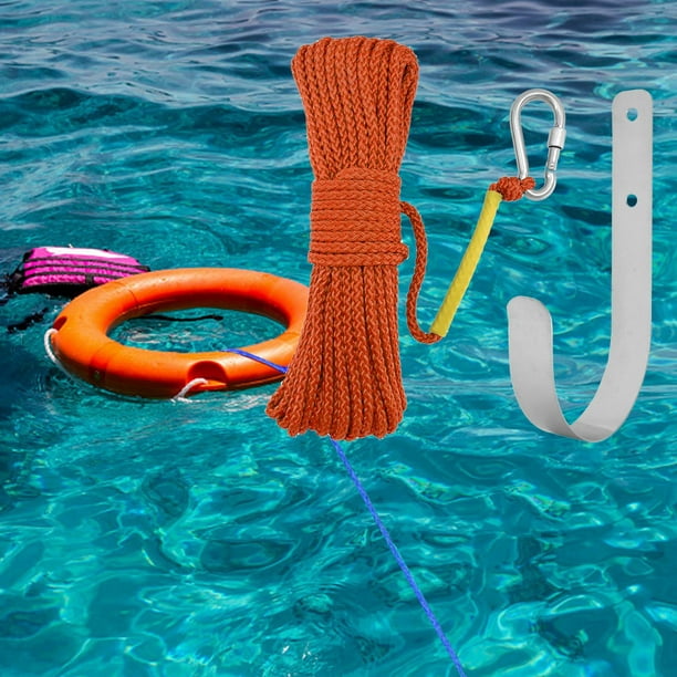 DYNWAVECA Fishing Nylon Rope Set with Spring Hook Multipurpose for Fishing  , Orange