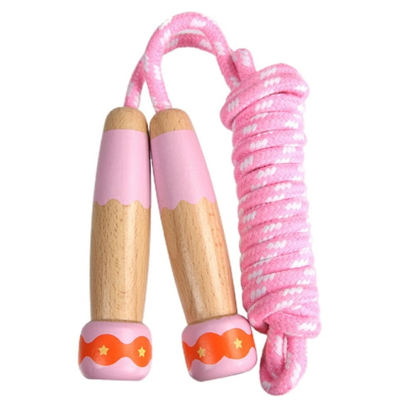 Children Jump Skip Rope Kids Wooden Handle Skipping Rope Adjustable Length
