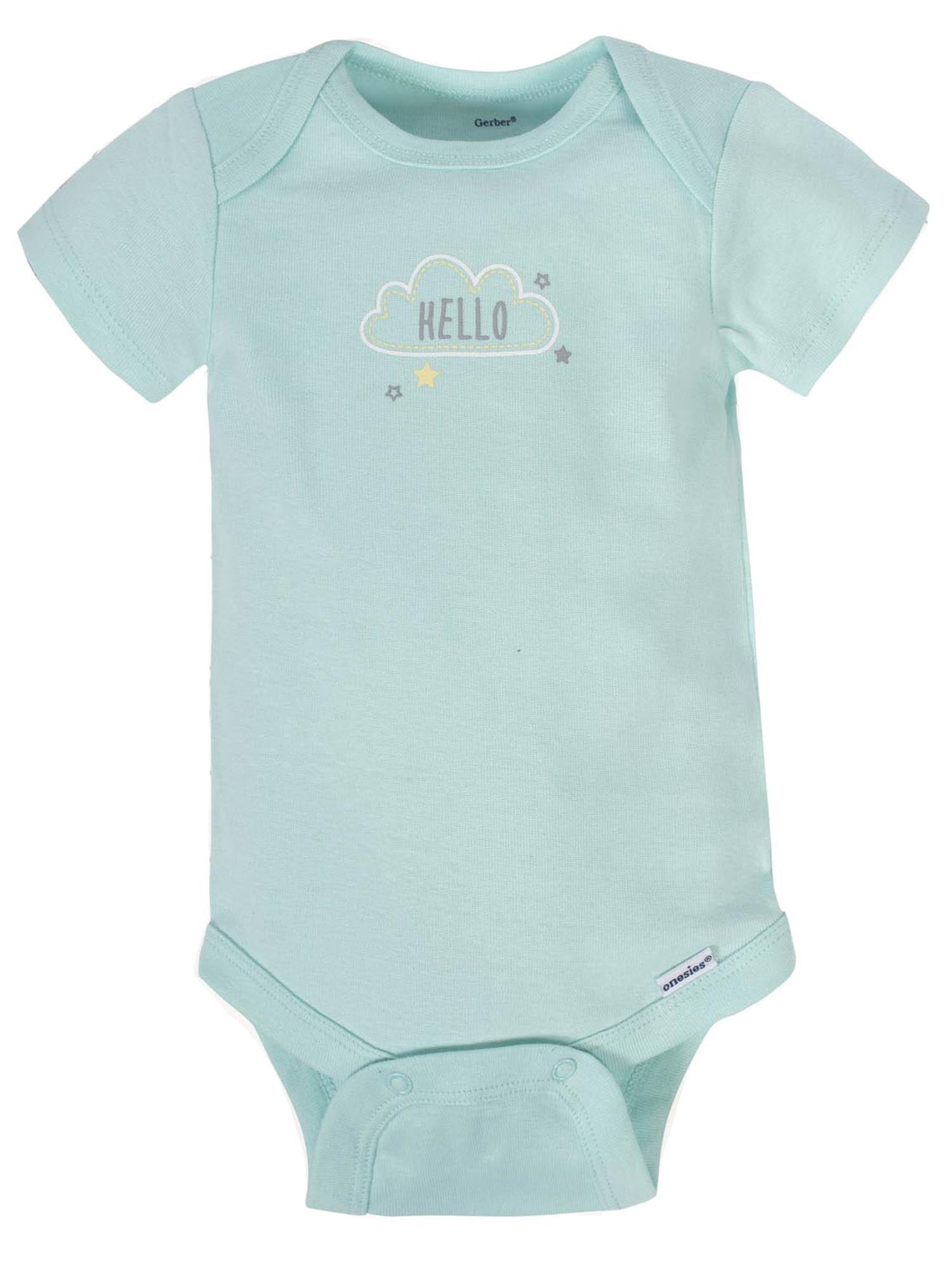Gerber Baby Boy or Girl Gender Neutral Short Sleeves Onesies Bodysuits, 8-Pack (Newborn - 12 Months)