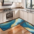 thumbnail image 3 of Kitchen Rugs Sets Of 2,Blue Gold Wave Marble Pattern Anti Fatigue Kitchen Mat Rugs Non Slip Washable,Decorative Kitchen Floor Mats for Kitchen,Sink,Laundry,17"x47"+17"x47", 3 of 5
