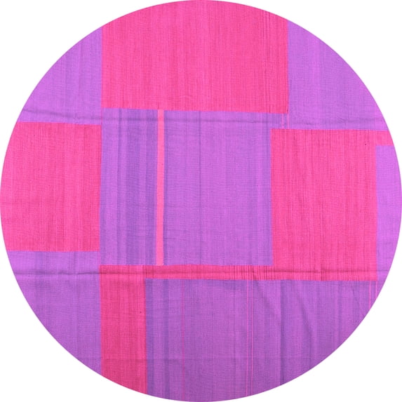 Ahgly Company Indoor Round Abstract Pink Contemporary Area Rugs, 8' Round