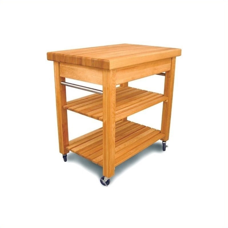 Catskill French Country Small Butcher Block Kitchen Cart In Natural