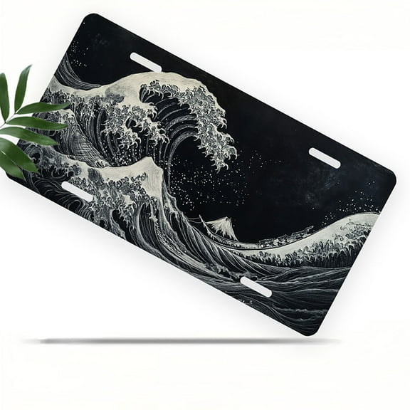 The Great Wave Front License Plate, Metal License Plate, Funny Standard Plates Personalized Novelty Decorative For Men/Women/Boys/Girls Car 6×12 Inch