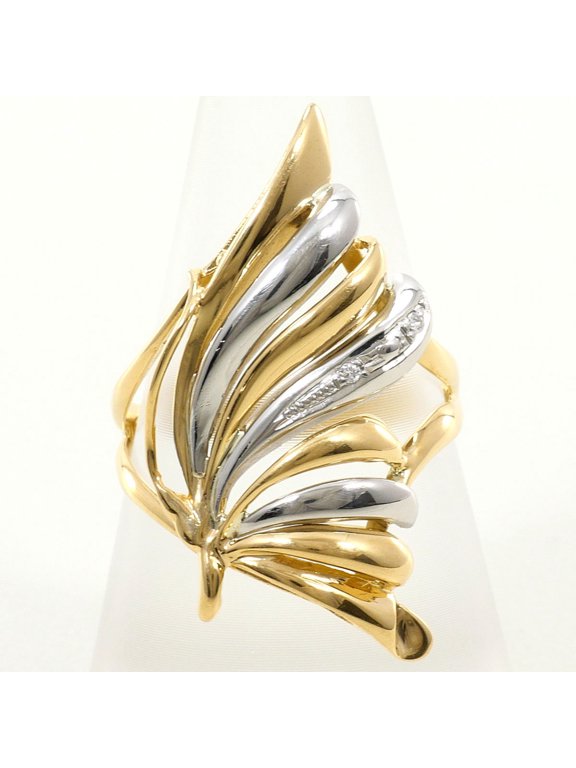 Pre-Owned PT900 Platinum 18K Yellow Gold Ring with 1 Diamond (0.01 ct), Certificate of...
