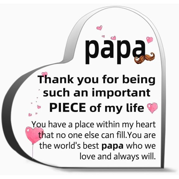 Papa Birthday Gifts Grandpa Gifts For New Grandpa Granddad Promoted To Grandpa From Grandchildren Bi Gifts For Women Men,Acrylic Heart Keepsake For Family And Friends