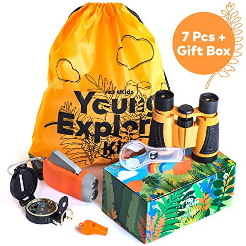 Kids Outdoor Explorer Kit Adventure Backpack Binoculars LED Flashlight Compass 