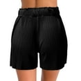 thumbnail image 6 of Hvot&aat Womens Solid Striped Shorts Elastic Waist Straight Shorts Soft Wide Leg Shorts Lightweight Lounge Shorts, 6 of 6