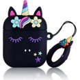 thumbnail image 1 of Case for AirPod 2/1 Cartoon Design Cute Silicone Cover with Keychain Fashion Funny Shockproof Soft Protective Skin for Air Pods 2&1 Girls Kids Kawaii, 1 of 3