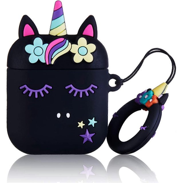 Case for AirPod 2/1 Cartoon Design Cute Silicone Cover with Keychain Fashion Funny Shockproof Soft Protective Skin for Air Pods 2&1 Girls Kids Kawaii