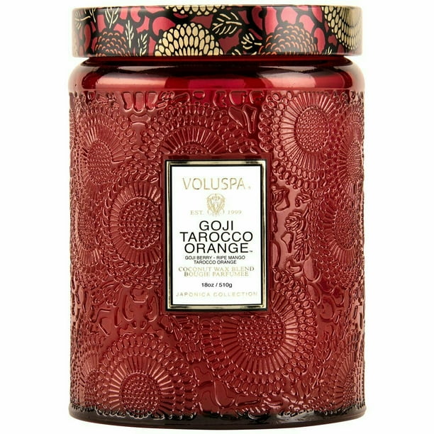 Voluspa Goji Tarocco Orange Large Embossed Glass Jar Candle (18oz
