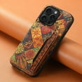 thumbnail image 2 of for iPhone 13ProMax Cork Wood Phone Case, Retro Floral Colorful Flower Printing Magnetic Folio Flip ID/Credit Card Holder Slot Back Cover Bag, Kickstand Support, 2 of 7