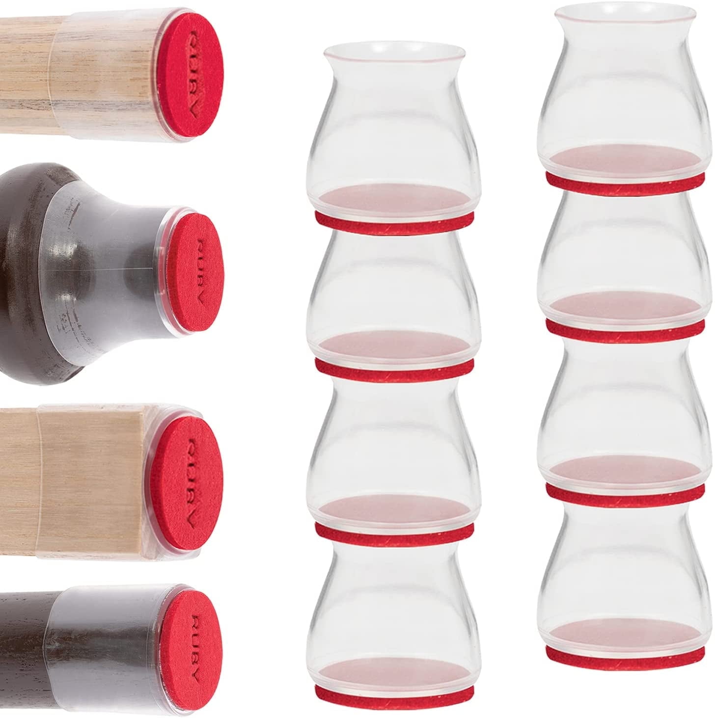 Ruby Sliders As Seen On TV by BulbHead - Red Means They’re Authentic - Premium Chair Covers Protect Hardwood & Tile Floors from Scratching - Fits Most Furniture Leg Sizes & Shapes - 8 Pack