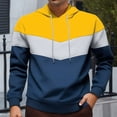 thumbnail image 3 of LZHGirlshop Men's Color Block Pullover Fleece Drawstring Hoodie Long Sleeve Casual Sweatshirt with Pocket,Yellow,3XL, 3 of 5