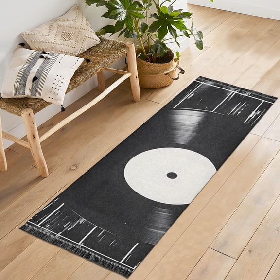 Disk Music Runner Rug Machine Washable Area Rugs Carpet Non Slip Entryway Mat for Bedroom Entryway Front Door