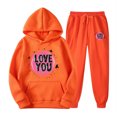 thumbnail image 2 of Feancey Limited Time Women's Plus Size Hooded Sweatsuits Valentines Day Heart Printed Hoodies and Jogger Pants Two Piece Soft Cute Tracksuits Outfits with Pockets Orange XXL, 2 of 7