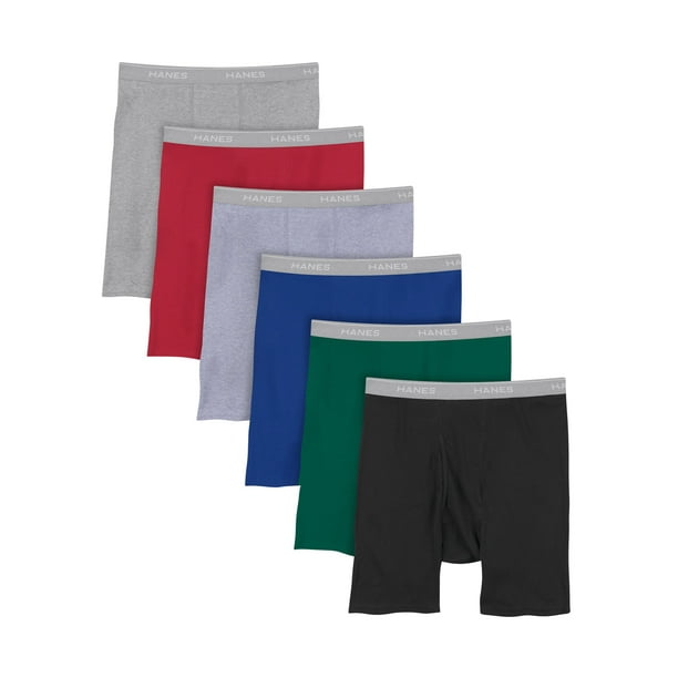 Hanes Mens Tagless Boxer Briefs 6-Pack, S, Assorted 