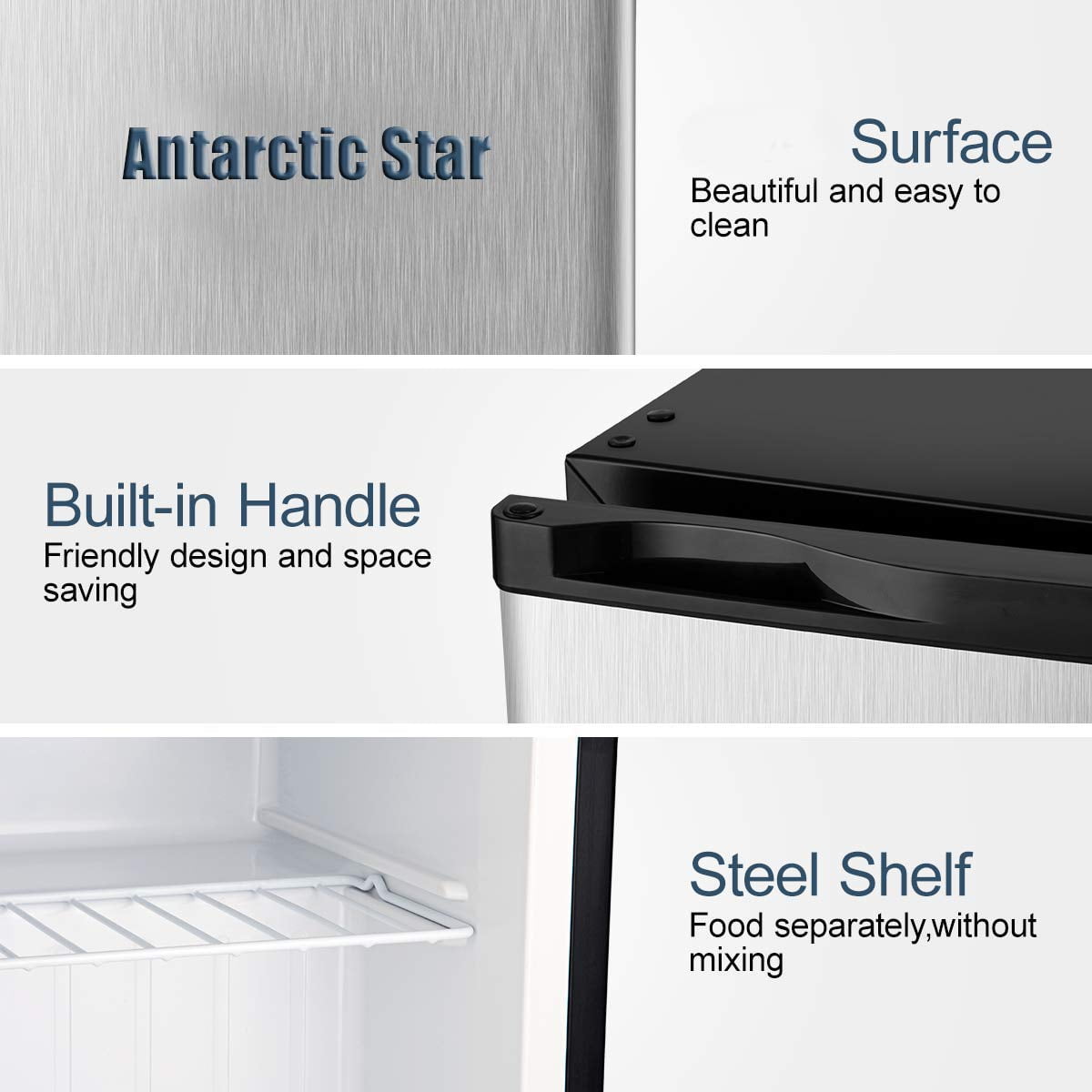 KNDKO 3.2Cu.ft Upright Freezer, Small Freezer with Removable Shelves, Adjustable Thermostat for Home/Kitchen/Office, SILVER