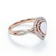 thumbnail image 3 of JeenMata 1.5 Carat Pear Cut Sunset Opal and Moissanite - Double Cluster - Pave Infinity Engagement Ring - 18K Rose Gold Plating over Silver, 3 of 7